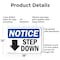 Signmission Step Down (Down Arrow), 18 in W x Rectangle, Aluminum OS-2PACK-NS-A-1218-L-18457 - alternate 4